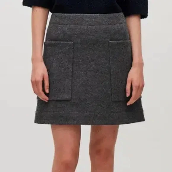 COS Wool Mini Skirt Navy - Picture 4 of 8